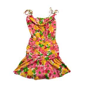 For Love & Lemons Floral Spaghetti Strap Mini Dress Vacation